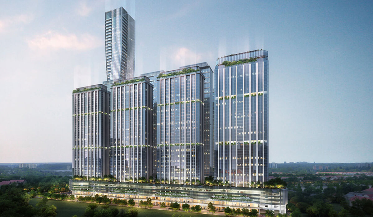 Empat tower megasuperblock Meisterstadt telah selesai dibangun dan memasuki tahap akhir penyempurnaan.